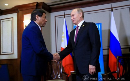 <p>Philippine President Rodrigo Duterte and Russian President Vladimir Putin. <em>(Presidential Photo)</em></p>